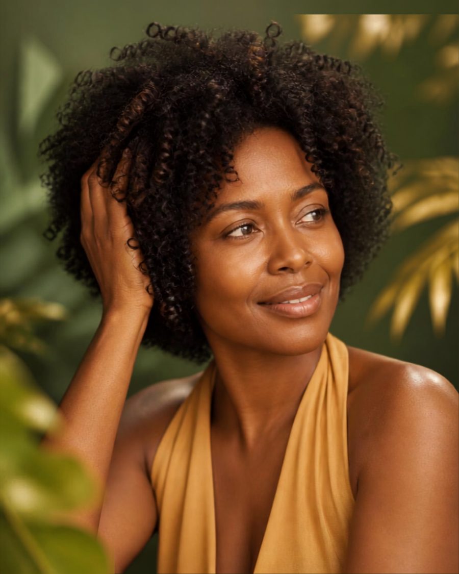 Femme aux cheveux crépus